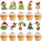 VARACL 30 Stück Grich Cupcake Topper, Grich Weihnachten Cupcake Toppers Lebensmittel Obst Picks für Grich Party Dessert Dekoration, Grich Geburtstag Kuchen Dekor, Grich Weihnachten Party