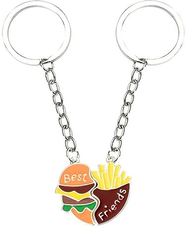 yaozeio Porte-clés d'amitié pour meilleur ami, meilleure amie, couple, avocat, Hambourg, cadeau pour mari et femme, Burger, Small