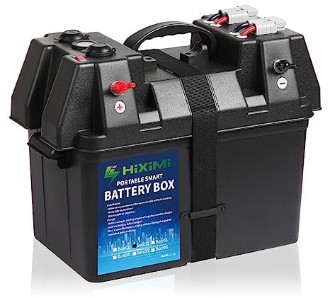 HiXiMi Boîte à piles 12 V - Portable - Multifonctions - Pour bateau, camping-car, camping, voyage, plomb acide AGM Lithium LiFePO4 - Piles non incluses