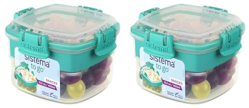 Sistema Snacks TO GO Lebensmittelbehälter | 400 ml | Kleine Snackdose mit Fächern | BPA-frei | Einzeleinheit (Packung mit 1) (Packung mit 2)