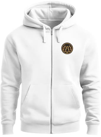 Neverless® Herren Sweatjacke mit Kapuze Logo Bäume Wald Print Outdoor Motiv Zip Hoodie Männer Fashion