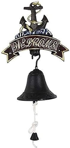 LEVINE Ring the bell,Call Bell,Door Bell,Cast Iron Door Bell Nordic Style Vintage Brown Metal Iron Door Bell Wall Mounted Welcome Cast Wireless Metel DoorBell Porch Garden Decoration