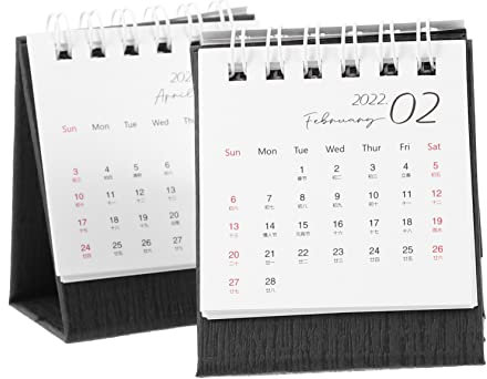 MAGICLULU 2st Einfacher Mini-tischkalender Tischkalender 2021-2022 Kalender 2022 Klein Staffelei-flip-kalender Agenda Kalender 2022 Monatskalender Monatlich Spule Neujahr Bilder Büro Papier