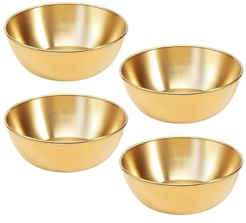 Veciado 4pcs Dipping Bowls, Stainless Steel Small Bowls, Sauce Dish, Seasoning Dish, Sushi Dipping Bowls, Serving Cups for Snacks, Dining, Kitchen, Gold