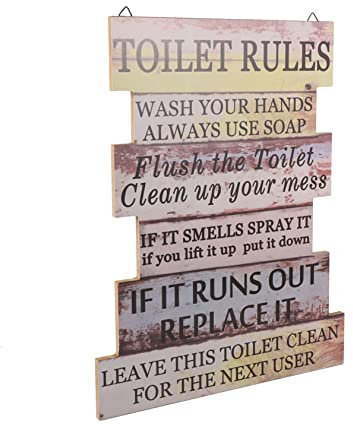 PRETYZOOM 1stk Wanddekoration Aus Holz Holzverkleidung Bauerntoilette Schilder Für Familienbaderegeln Badezimmer Wandkunst Dekor Vintage-dekor Holzdekor Ornamente Holzkunst
