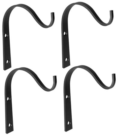 POPETPOP 4 Piezas Conectar Soportes De Estante De Servicio Pesado Jardineras Al Aire Libre Planta Lazos para Exterior Perchas De Metal Percheros Perchas Negras Clavo Planchar Hierro Forjado