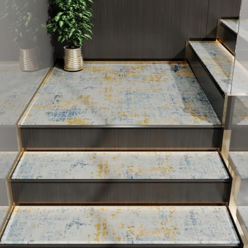 KYMMPL Alfombra de goma lavable y reutilizable de 26 x 75 cm, alfombra para peldanos de madera, alfombra para escaleras de madera, alfombra para las cuatro estaciones (estilo 5,10 unidades)