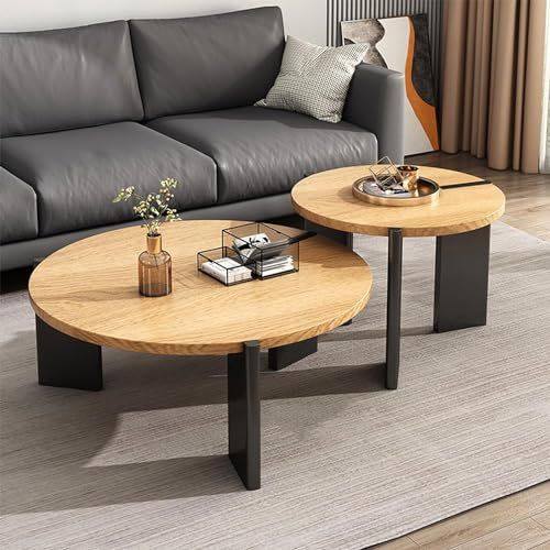 BESTXH Massivholz -Couchtisch, Moderner Runder Couchtisch FüR Wohnzimmer, Holzhaus Couchtisch Kaffeetisch Beistelltisch, Kleiner Mittelstisch -Endtisch,S