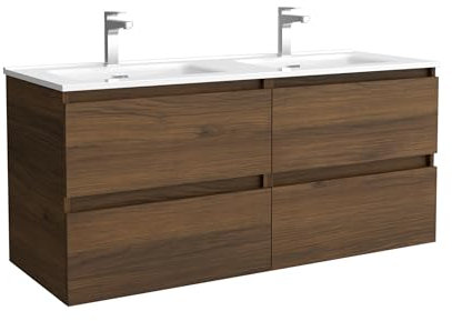 Salgar Mueble de baño Bequia 120cm + Lavabo cerámica | Nogal|120x45x56