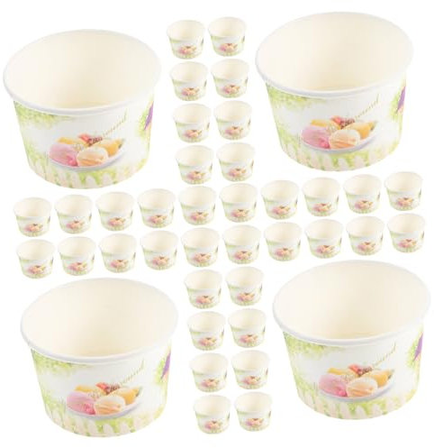 Gogogmee 100pièces Gobelets Glace Jetables Papier Sans Couvercle Coupelles Glace Pratiques Pour Fêtes Et Restaurants