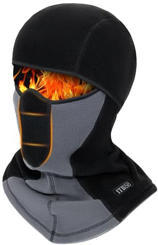 1TG Tactical Passamontagna invernale per il viso, maschera da sci, maschera da balaclava per uomo e donna, paintball airsoft, antivento, caldo, sport all'aria aperta, ciclismo, moto, pesca, grigio.,