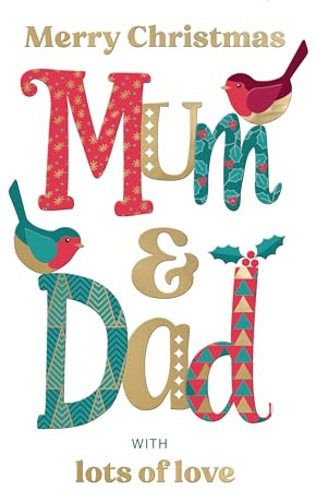 Merry Christmas Mum & Dad Festive Cheer Robins Christmas Greeting Card XFC038