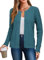 Arach&Cloz Cardigans for Women UK Lightweight Crew Neck Casual Spring Summer Ladies Sweaters M Peacock Blue