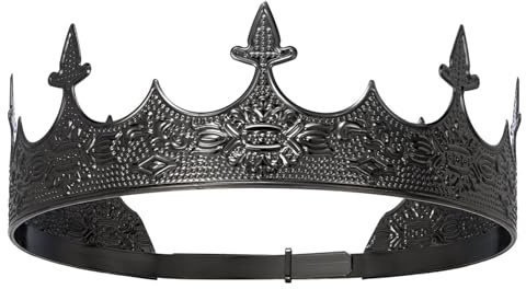 XEUZK Königskrone für Herren Krone Tiara für Geburtstag Party Kostüm (Schwarze Königskrone)