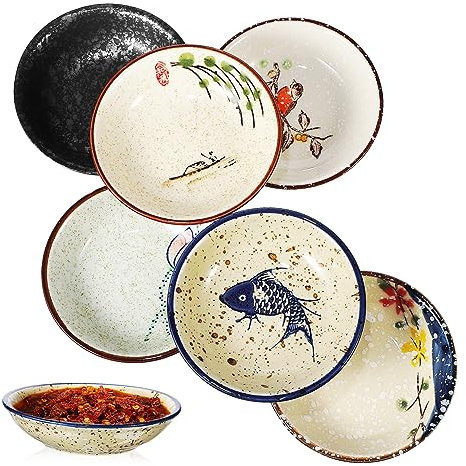 MAGICLULU 6 Stück Dipschalen Keramik Kompaktes Design Für Saucen Und Snacks Kleine Porzellanschüsseln Küchenzubehör
