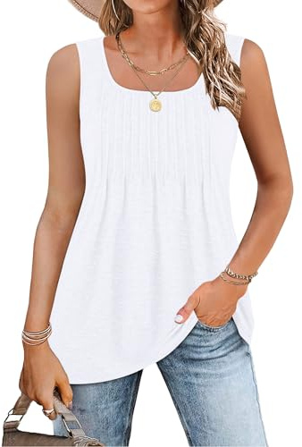 WNEEDU Tank Top Damen Ärmellos Sommer Oberteile Locker Sommertops Strand Sexy Vest Tops Tunika Blusentop