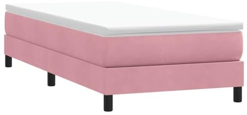 vidaXL Boxspringbett ohne Matratze Rosa 90x220 cm Samt, Bett, Bettgestell, Einzelbett, Schlafzimmermöbel, Bettrahmen, Samtbett, Polsterbett