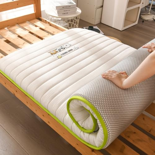 YOUGANG Japanische Futon-Matratze, 5 cm dick, weiß, 80 x 190 cm, doppelter, fester Polyesterbezug, hochdichter Schaumstoff, Druckentlastung, Rückenschmerzlinderung, vielseitige Schlaflösungen