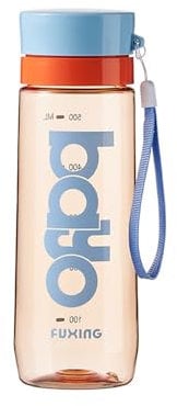 Vllcsla Bouteille d’eau en Plastique 500 ml, Sans Paille, Bouche Large, Étanche, Gourde Sport sans BPA, Échelle de Capacité, Résistance aux Hautes Températures, pour Adultes, Adolescents, Orange