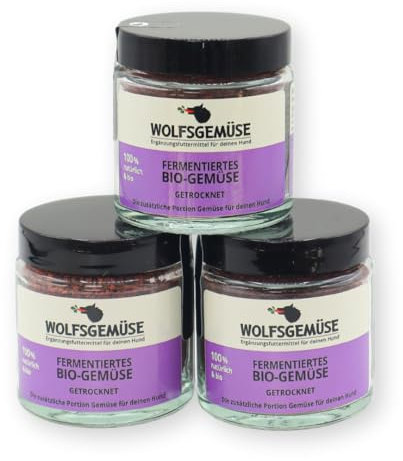 Wolfsgemüse - getrocknetes, fermentiertes Bio-Gemüse für Hunde - getreidefrei und ohne künstliche Zusätze - 100% natürlich - ausgewogene Rohfütterung - Barf - Ergänzungsfuttermittel (3er Pack)