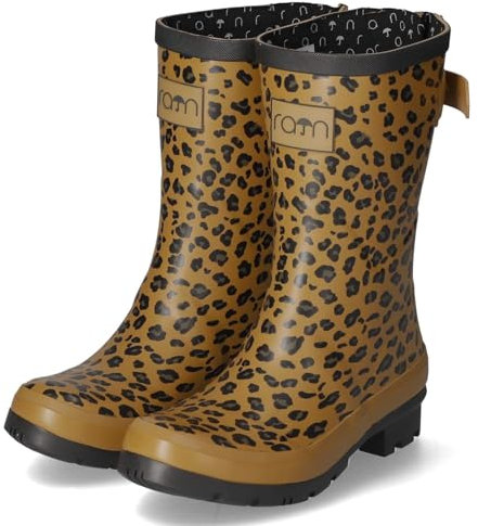 Rajn Stivali da donna in gomma Leopard beige sintetico, marrone, 42 EU