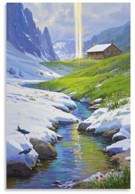 PHQAZWSXE Stream Wall Painting Wall Art Giclee Canvas Landscape Modern Art Secure Canvas UV Printing Room 12x18inch(30x45cm)