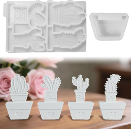 Skeadex Silikonformen Gießformen Kaktus, 5er Silikonform Kaktus mit Blumentopf Gießform Sommer Gießformen Silikon Kaktus Gips zum Gießen Silikonformen Kaktus mit Herz Giessformen Silikon Sommer