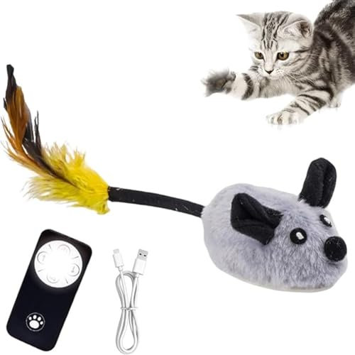 Befoore Remote Control Mouse Cat Toy, Wireless Electronic RC Mouse Rat Pet Toy Running Wheel Plush Rat Chasing Prank Toy for Cats Dogs Pets Kids Novelty Gift(Yellow,1Pcs)