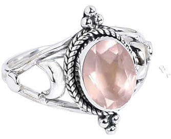 Anello con pietra preziosa di quarzo rosa a taglio ovale, in argento sterling 925, fatto a mano, per donne e ragazze, regalo di amore e bellezza per lei, anello in quarzo rosa, misura 10
