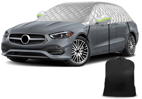 Halbe Autoabdeckung für Mercedes-Benz C-Class, Halbgarage Hagelschutz | Verdickte Abdeckplane, Schutz vor Sonne, Regen & Staub, Sommer Winter Outdoor Indoor