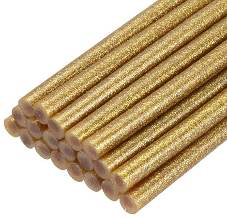 PATIKIL Hot Glue Sticks for Glue Gun, 20 Pcs Colored Hot Melt Adhesive Bulk Sticks for DIY Craft Projects Art Decoration Home Repairs, Golden (3.9 x 0.28)