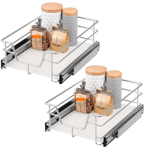 bremermann Teleskopschubladen 2er Set - 40 cm mit Einlegeboden, K�chenschublade zum Nachr�sten, Vollauszug mit Teleskop-Schienen, ideal f�r K�che, Bad & Schlafzimmer, aus Metall (Chrom)