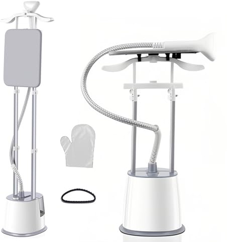 Dampfglätter Vertikaler Steamer, Dampfglätter 2000W mit 45g/min | Dampfleistung Professioneller Hemdenbügler mit Höhenverstellung Inklusive Bügelbrett und 2.5L Wassertank für Alle Stoffe