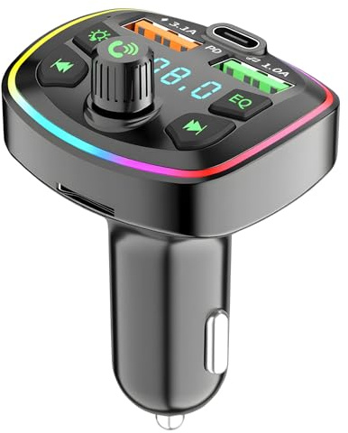 Car Radio Bluetooth Transmitter, Bluetooths Car Adapter 4.8A FM Wireless, Universal Cars Charger with Dual USB Charging, Hands-Free Calling, Support TF Card & USB Disk