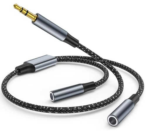 Adattatore Jack Y Aux Sdoppiatore Audio, Sdoppiatore Jack 3,5 mm Maschio a 2 Femmina Cuffie Adattatore Hifi Stereo Cavi Aux Splitter per Cuffia Auricolare,Smartphone,Tablet, Auricolare,MP3,PC 40cm