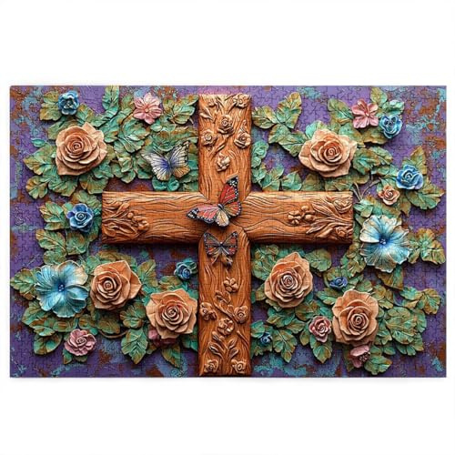 Puzzle 3000 Teile Kreuzen, Blume Puzzle 3000 Teile Erwachsene, Holzpuzzle Erwachsene, EIN Herausforderndes Rätsel, Puzzlespiele für Die Ganze Familie, Holzpuzzle für Deko Wohnzimmer, Geschenke, S-34