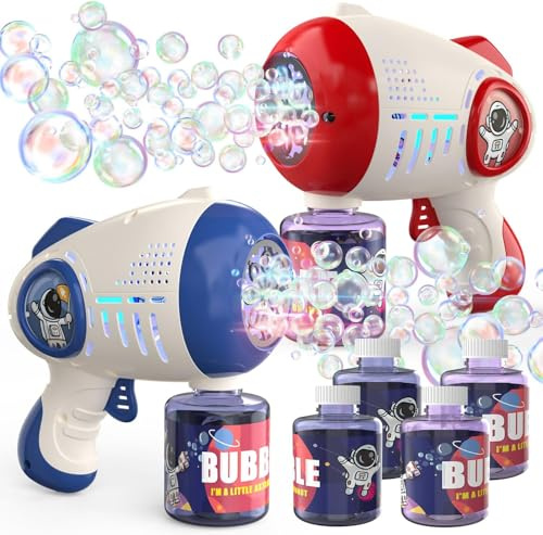 EagleStone 2 Pistolets à Bulles, Machine à Bulles Automatique 8 Trous LED