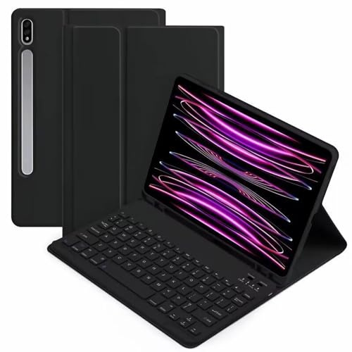 Funda con Teclado para Samsung Galaxy Tab S8 (T870/T875) y S7 de 11 Pulgadas (T870/T875), Teclado Bluetooth Desmontable, Funda con Soporte para el S Pen(Black)