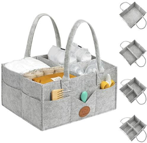 KeaBabies Organizador de pañales para bebés - Organizadores de pañales para cambiador - Soporte para pañales de fieltro para bebés - Carrito de almacenamiento - Canasta cambiador para bebé niño, niña