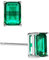 Michooyel 925 1,2 Karat Smaragd Ohrstecker Damen, Solitär, 4 Zinkenfassung, Baguette Ohrringe, edler Schmuck Edelstein Smaragd