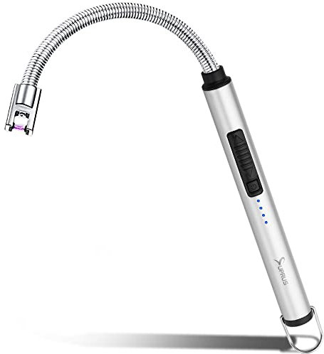 SUPRUS Candle Lighter Electric Flameless Lighter Rechargeable USB lighter With Safe Button (Silver)