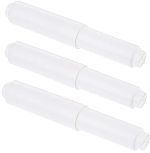 White Toilet Paper Holder 3Pcs Plastic Toilet Tissue Paper Roll Spindle Insert in Bathroom Replacement Plastic Spring Roller Loaded