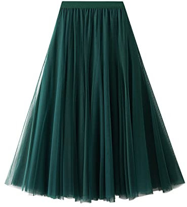 Daysskk Tüllrock A Linie Damen Maxirock mit Elastische Taille Lang Einheitsgröße