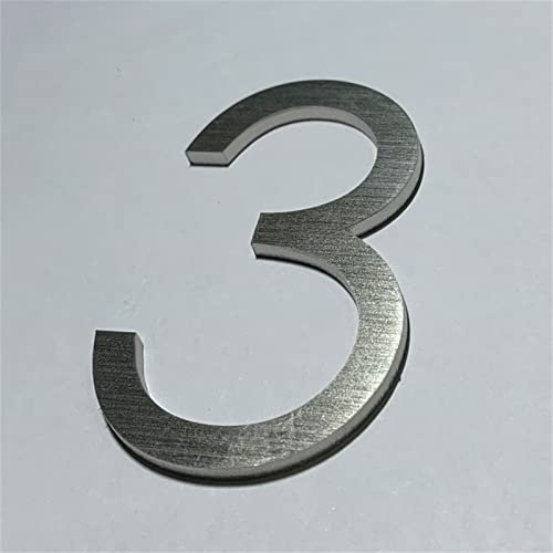 3D Self Adhesive House Plaque Numbers 60mm Stainless Steel Brushed Number Sticker Metal Doorplate Home Door Plates Digital Sign for Mailbox Street Hotel Apartment Indoor Outdoor (3)