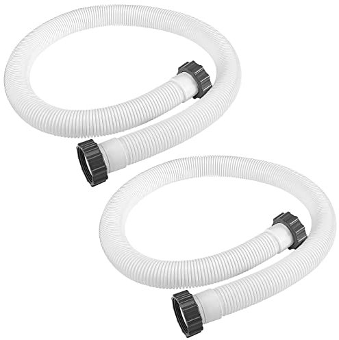 Ersatz-Poolschlauch für oberirdische Pools, 3,8 cm Durchmesser, 150 cm lang, einfach zu installierende Poolschläuche für Intex-Filterpumpen, Sandpumpen und Salzwassersysteme, 2 Stück (weiß)