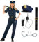 Morph Polizei Kostüm Damen, Polizistin Verkleidung, Perfekt für Halloween und Mottopartys, L