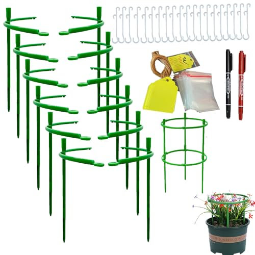 Supporto per Piante da 12 Pezzi, Pali di Sostegno per Piante in Plastica, Supporto per Gabbia in Plastica A Mezzo Anello Circolare Vaso da Fiori Traliccio Rampicante per Piante A Foglia,Ortaggi,Fiori