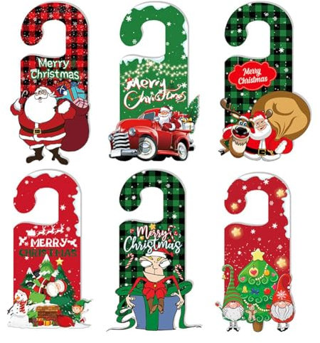 Kahdsvby 6 pomos de Navidad para puerta, decoración de Navidad, adorno de puerta, colgante de manija de puerta de Navidad, fácil de instalar, fácil de usar