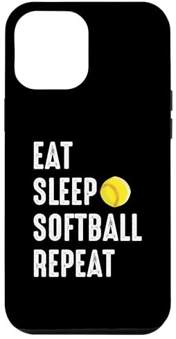 Hülle für iPhone 13 Pro Max Eat Sleep Softball Repeat lustig American USA Sports