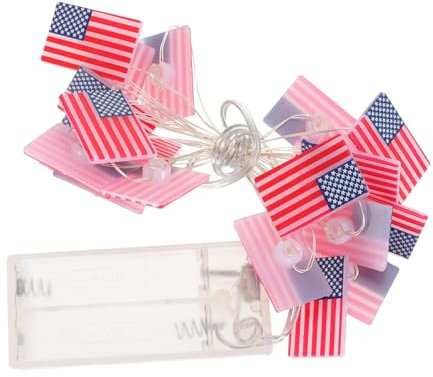 Veemoon 1 Satz Lichterketten Mit Amerikanischer Flagge Patriotischen Dekoration Usa Amerikanischen Dekorative Party Sterne Flagge String Lichter Vorhang Berühmtheit Plastik